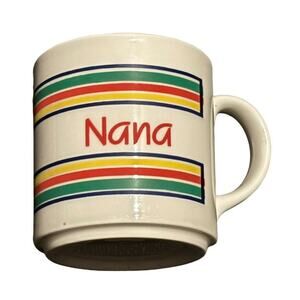Nana VTG Coffee Mug MT Mount Clemens Pottery Name Retro Rainbow Stripe READ NOTE